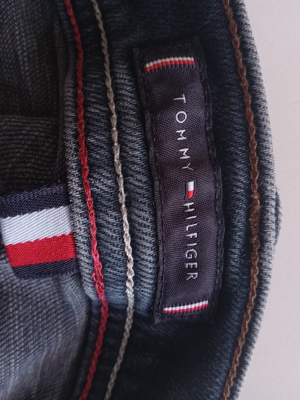 Tommy Hilfiger Denim Waistband Detail in Navy with Red & White Accents